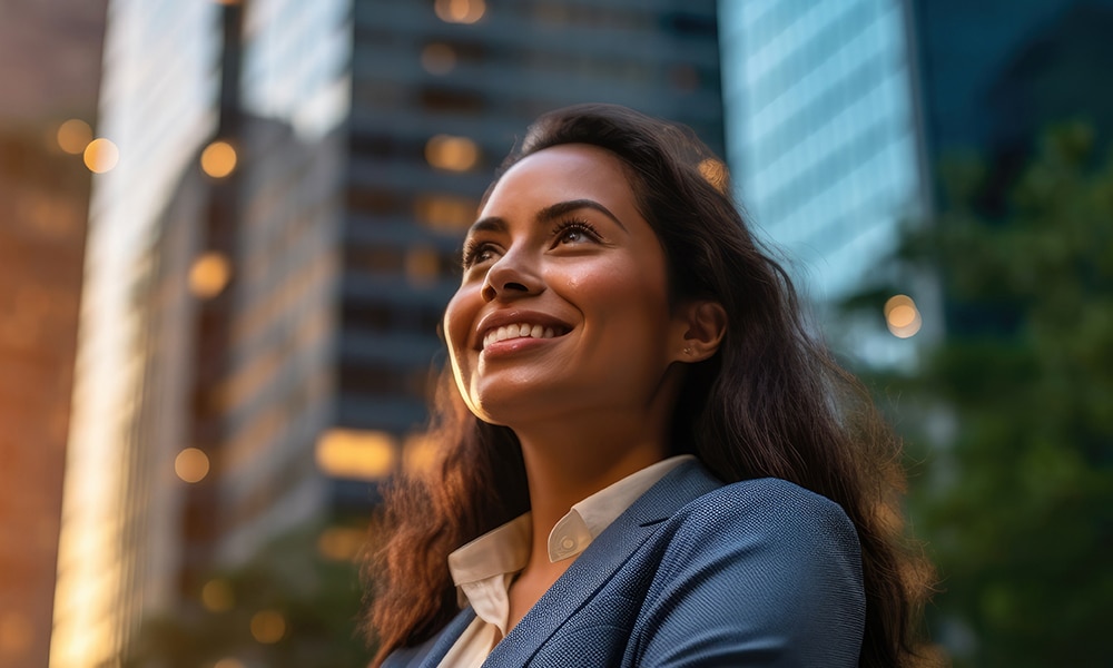 Confident professional smiling in the office